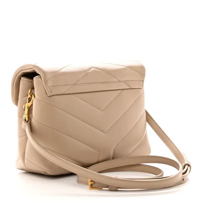 SAINT LAURENT MINI LOULOU CROSSBODY BAG DARK BEIGE Y-QUILTED MONOGRAM CALFSKIN LEATHER AGED GOLD HARDWARE - Image 3