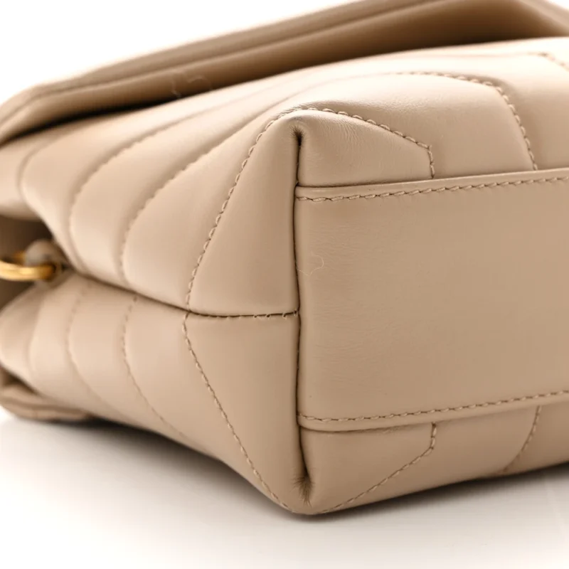 SAINT LAURENT MINI LOULOU CROSSBODY BAG DARK BEIGE Y-QUILTED MONOGRAM CALFSKIN LEATHER AGED GOLD HARDWARE - Image 4