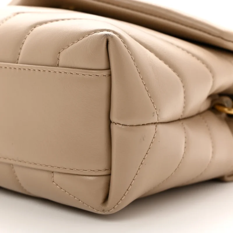 SAINT LAURENT MINI LOULOU CROSSBODY BAG DARK BEIGE Y-QUILTED MONOGRAM CALFSKIN LEATHER AGED GOLD HARDWARE - Image 5