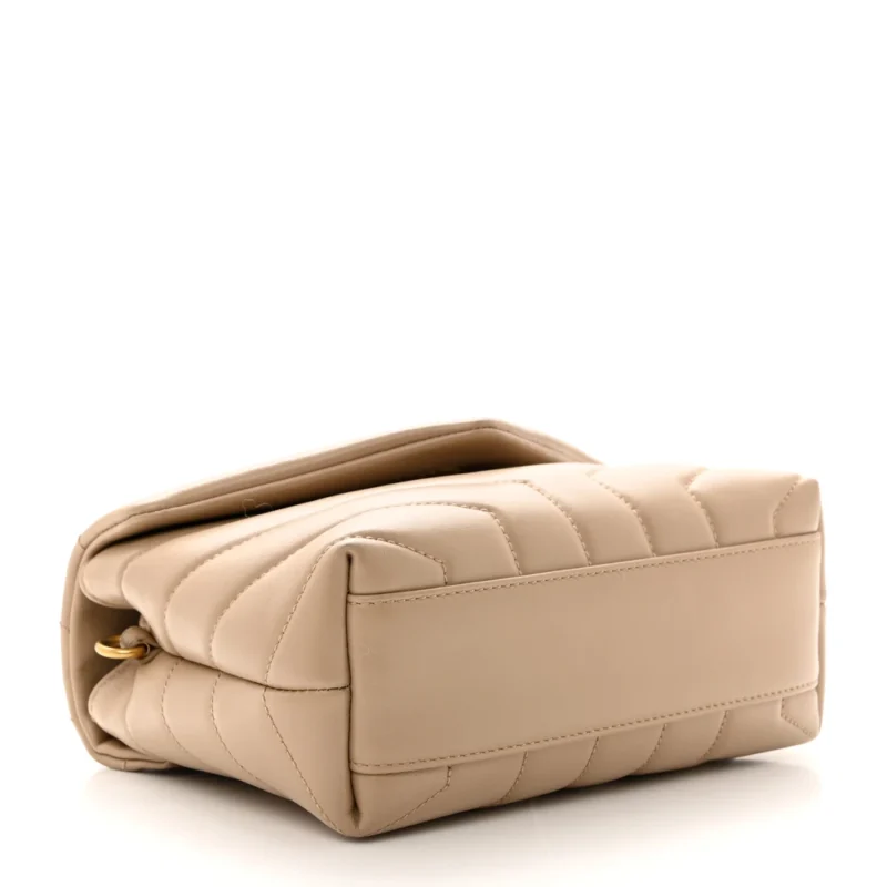 SAINT LAURENT MINI LOULOU CROSSBODY BAG DARK BEIGE Y-QUILTED MONOGRAM CALFSKIN LEATHER AGED GOLD HARDWARE - Image 6