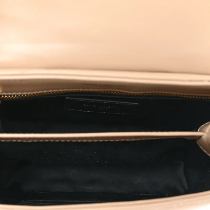 SAINT LAURENT MINI LOULOU CROSSBODY BAG DARK BEIGE Y-QUILTED MONOGRAM CALFSKIN LEATHER AGED GOLD HARDWARE - Image 7