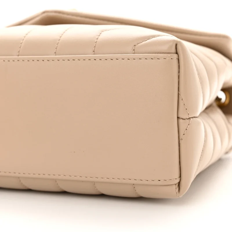 SAINT LAURENT SMALL LOULOU CHAIN SATCHEL DARK BEIGE Y-QUILTED MONOGRAM CALFSKIN LEATHER GOLD HARDWARE - Image 5
