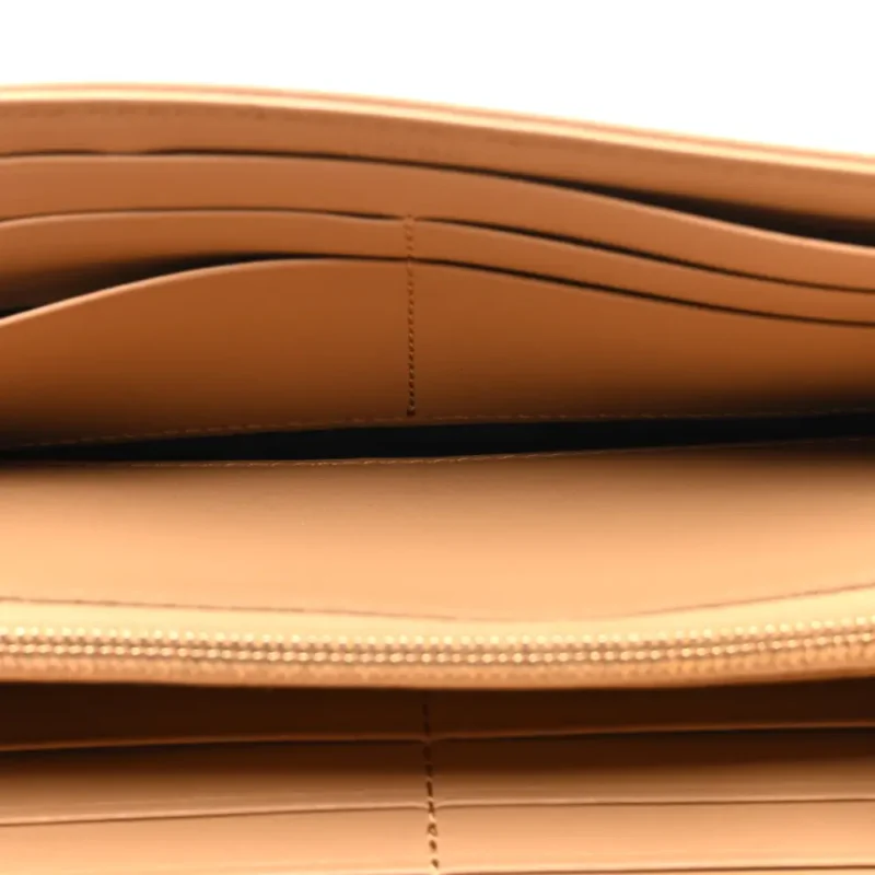 FENDI FF EMBOSSED CONTINENTAL WALLET ON CHAIN (WOC) MATISSE NAPPA LEATHER MIELE SCURO GOLD HARDWARE - Image 8