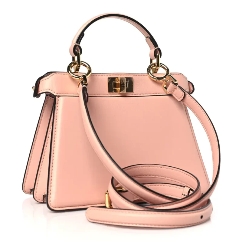 FENDI PETITE PEEKABOO I SEE U SATCHEL ROSA CONFETTO SHINY NAPPA LEATHER GOLD HARDWARE - Image 3