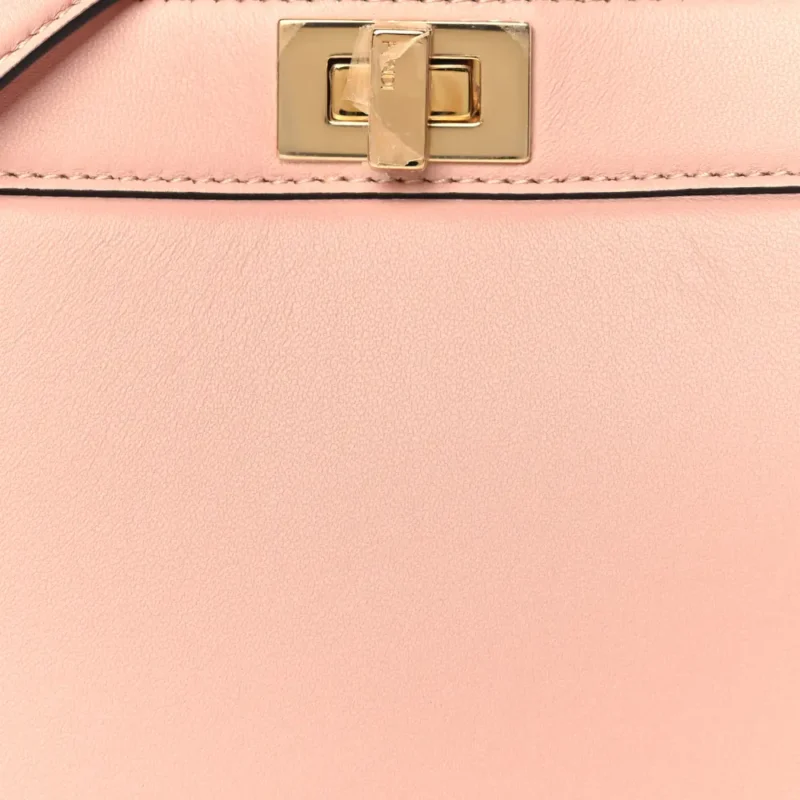 FENDI PETITE PEEKABOO I SEE U SATCHEL ROSA CONFETTO SHINY NAPPA LEATHER GOLD HARDWARE - Image 8