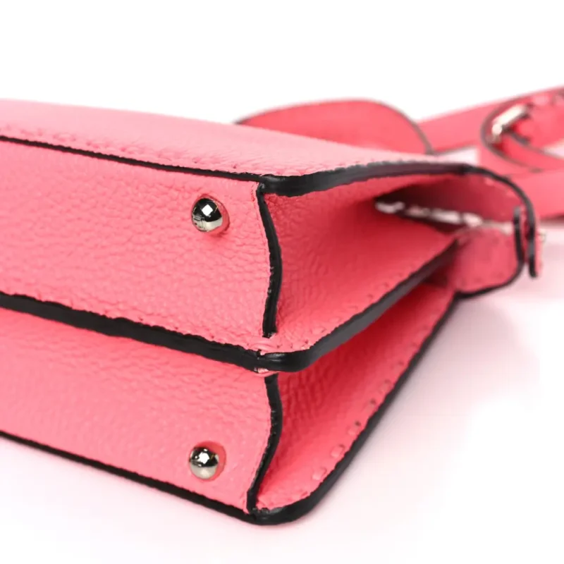 FENDI TAPE STITCH SMALL PEEKABOO I SEE U SATCHEL PINK DALIA CUOIO ROMA SELLERISSIMA & NAPPA SINTETICA LEATHER SILVER HARDWARE - Image 5