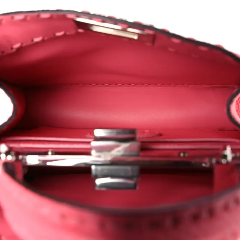 FENDI TAPE STITCH SMALL PEEKABOO I SEE U SATCHEL PINK DALIA CUOIO ROMA SELLERISSIMA & NAPPA SINTETICA LEATHER SILVER HARDWARE - Image 7