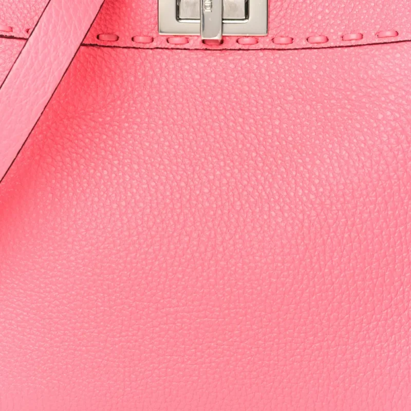FENDI TAPE STITCH SMALL PEEKABOO I SEE U SATCHEL PINK DALIA CUOIO ROMA SELLERISSIMA & NAPPA SINTETICA LEATHER SILVER HARDWARE - Image 9
