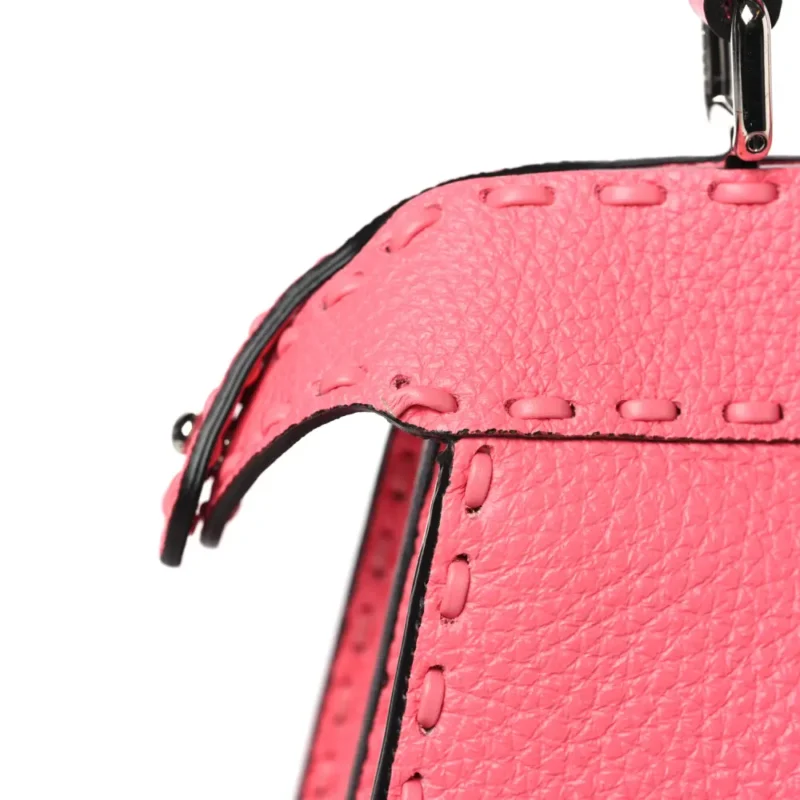 FENDI TAPE STITCH SMALL PEEKABOO I SEE U SATCHEL PINK DALIA CUOIO ROMA SELLERISSIMA & NAPPA SINTETICA LEATHER SILVER HARDWARE - Image 10