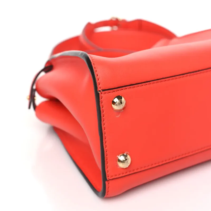 FENDI MINI FF PEEKABOO ICONIC SATCHEL TULIPANO/MIELE/MORO SETA VITELLO LEATHER & SUEDE GOLD HARDWARE - Image 4