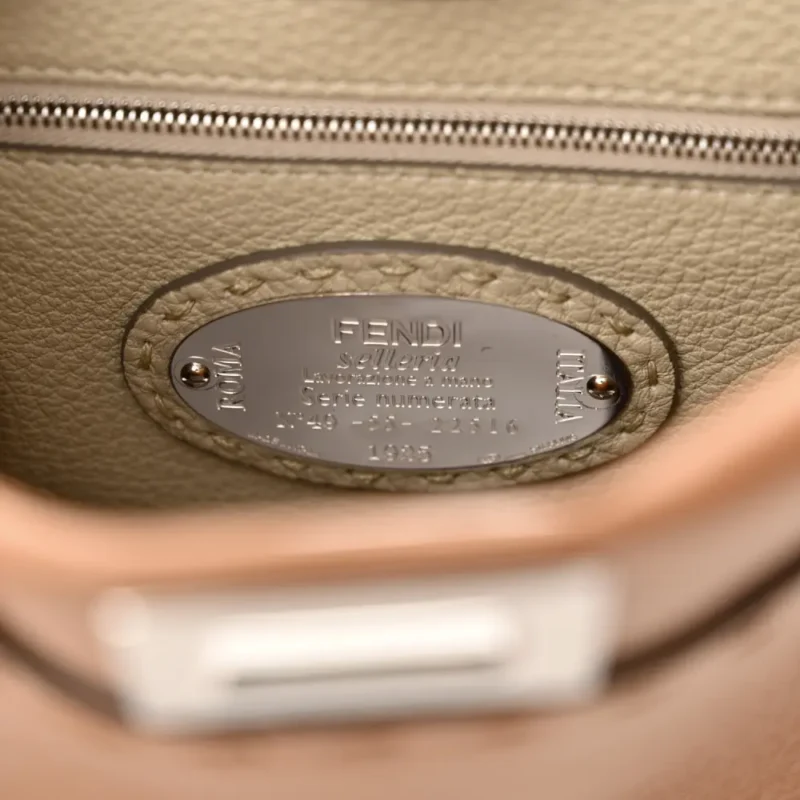FENDI MINI PEEKABOO ICONIC SATCHEL MOU/MILK BI-COLOR CUOIO ROMANO SELLERIA LEATHER SILVER HARDWARE - Image 2