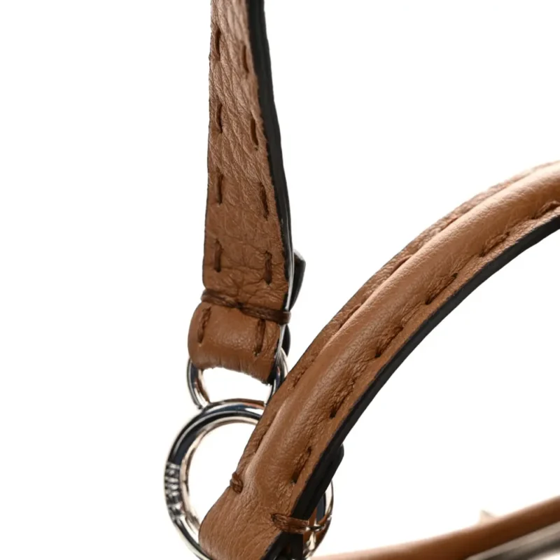 FENDI MINI PEEKABOO ICONIC SATCHEL MOU/MILK BI-COLOR CUOIO ROMANO SELLERIA LEATHER SILVER HARDWARE - Image 9