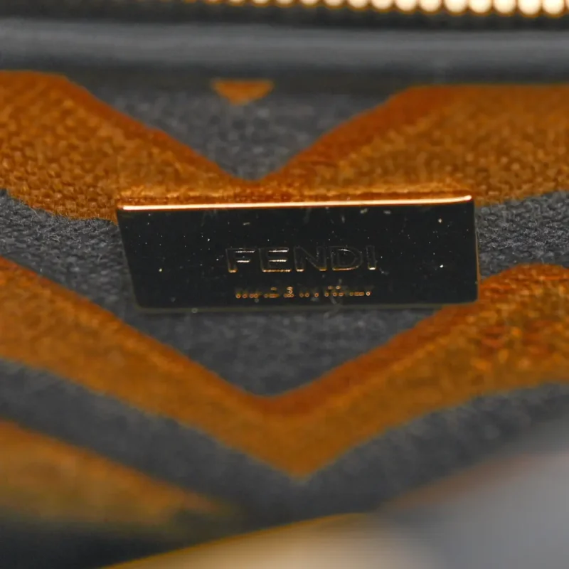 FENDI MINI CHINESE NEW YEAR TIGER EMBROIDERED PEEKABOO ICONIC SATCHEL BLACK / DARK YELLOW KING VITELLO LEATHER & CANVAS GOLD HARDWARE - Image 3