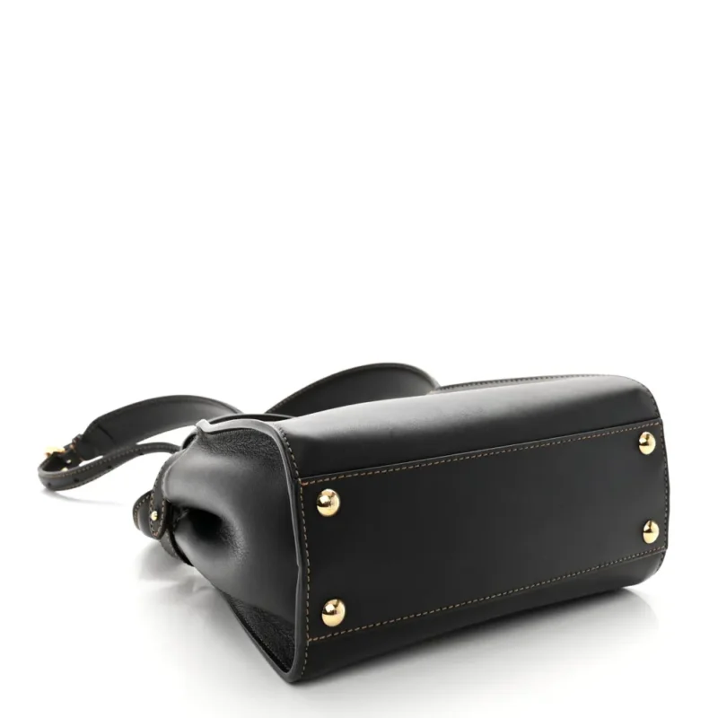 FENDI MINI CHINESE NEW YEAR TIGER EMBROIDERED PEEKABOO ICONIC SATCHEL BLACK / DARK YELLOW KING VITELLO LEATHER & CANVAS GOLD HARDWARE - Image 7