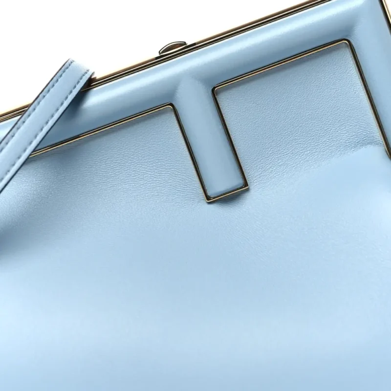 FENDI SMALL FENDI FIRST AZZURRO BABY SHINY NAPPA LEATHER GOLD HARDWARE - Image 9