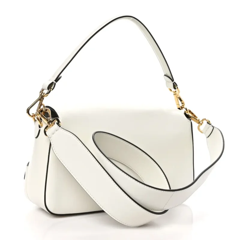 FENDI MULTIPOCKET BAGUETTE WHITE ICE SHINY NAPPA LEATHER GOLD HARDWARE - Image 3