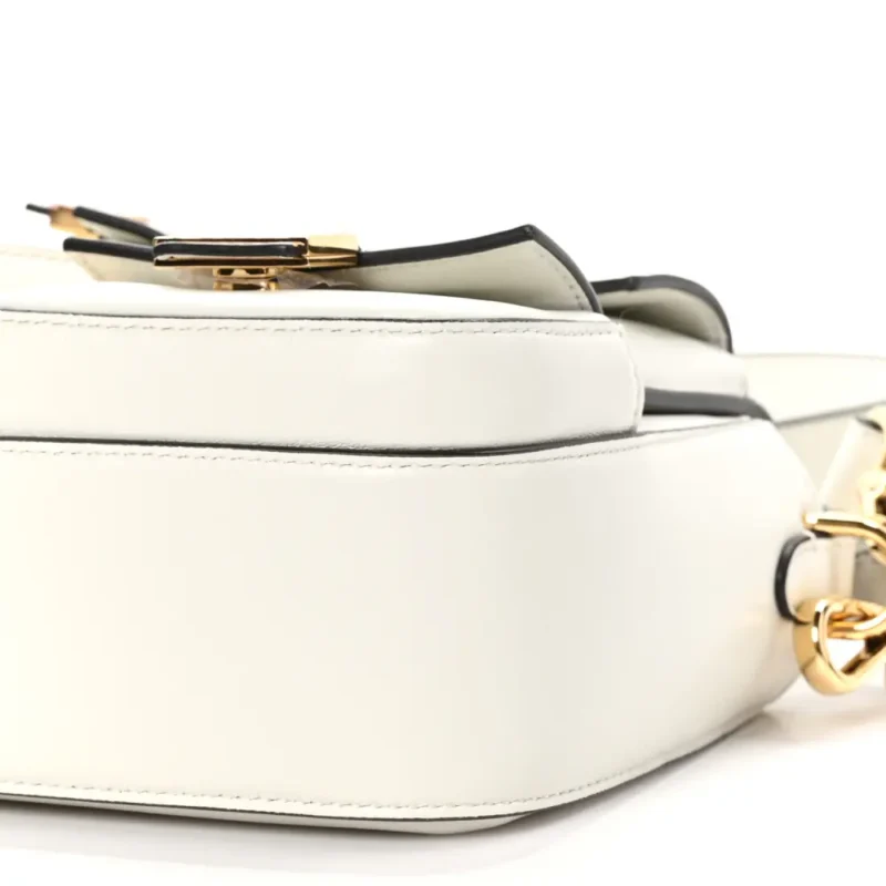 FENDI MULTIPOCKET BAGUETTE WHITE ICE SHINY NAPPA LEATHER GOLD HARDWARE - Image 5