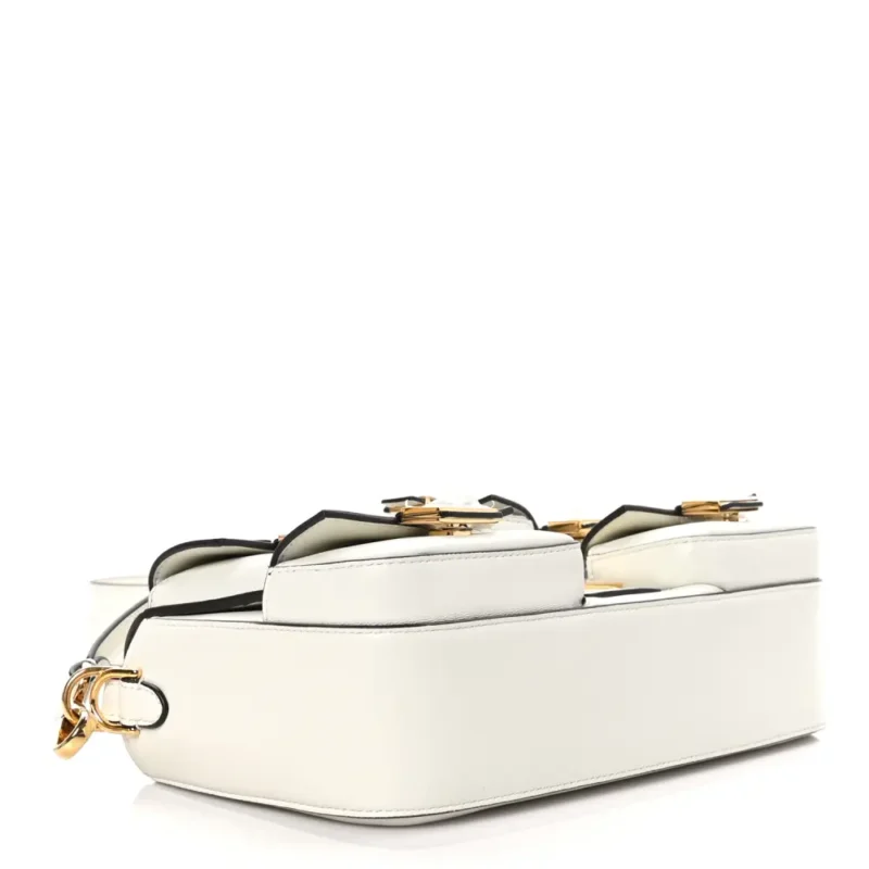 FENDI MULTIPOCKET BAGUETTE WHITE ICE SHINY NAPPA LEATHER GOLD HARDWARE - Image 6