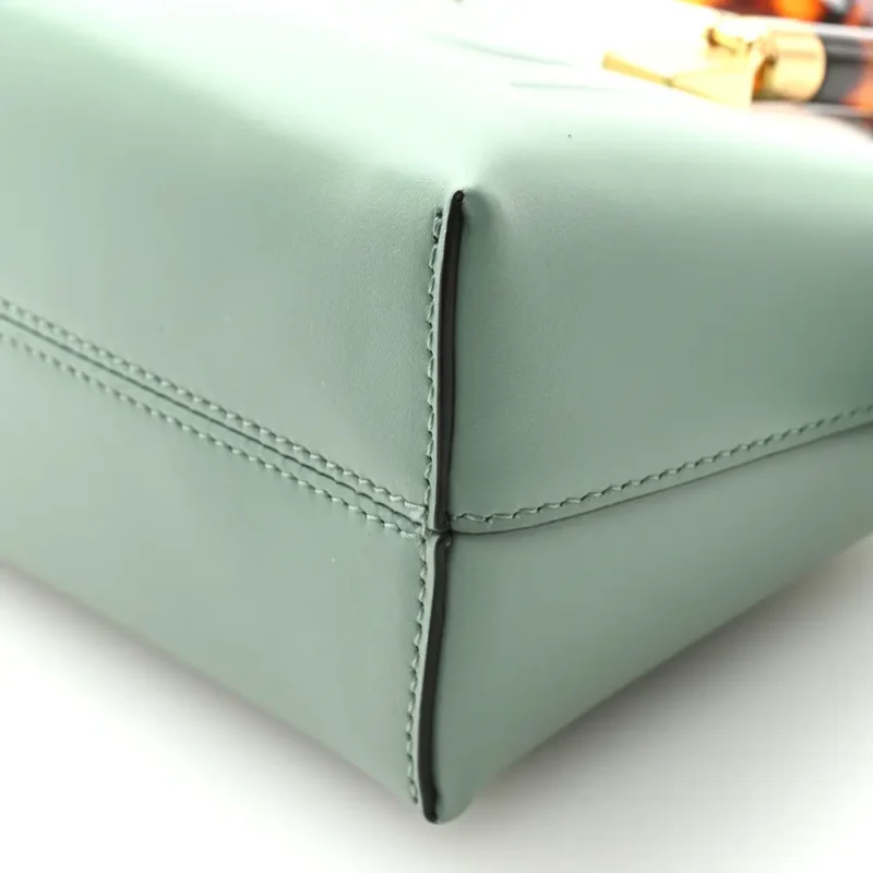 FENDI MINI LOGO EMBOSSED BY THE WAY TOP HANDLE BOSTON BAG MENTA KING VITELLO LEATHER & PLEXIGLASS GOLD HARDWARE - Image 5