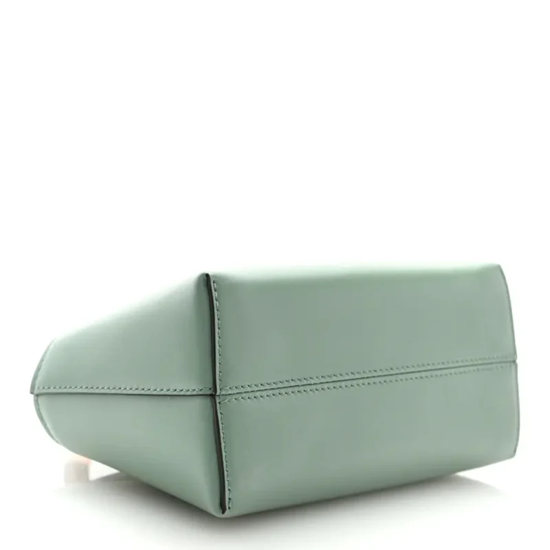 FENDI MINI LOGO EMBOSSED BY THE WAY TOP HANDLE BOSTON BAG MENTA KING VITELLO LEATHER & PLEXIGLASS GOLD HARDWARE - Image 6