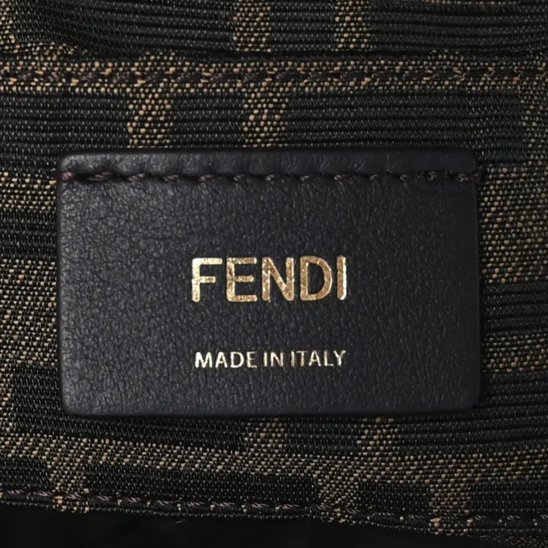 FENDI MINI LOGO EMBOSSED BY THE WAY TOP HANDLE BOSTON BAG DARK GREY KING VITELLO LEATHER & PLEXIGLASS GOLD HARDWARE - Image 3