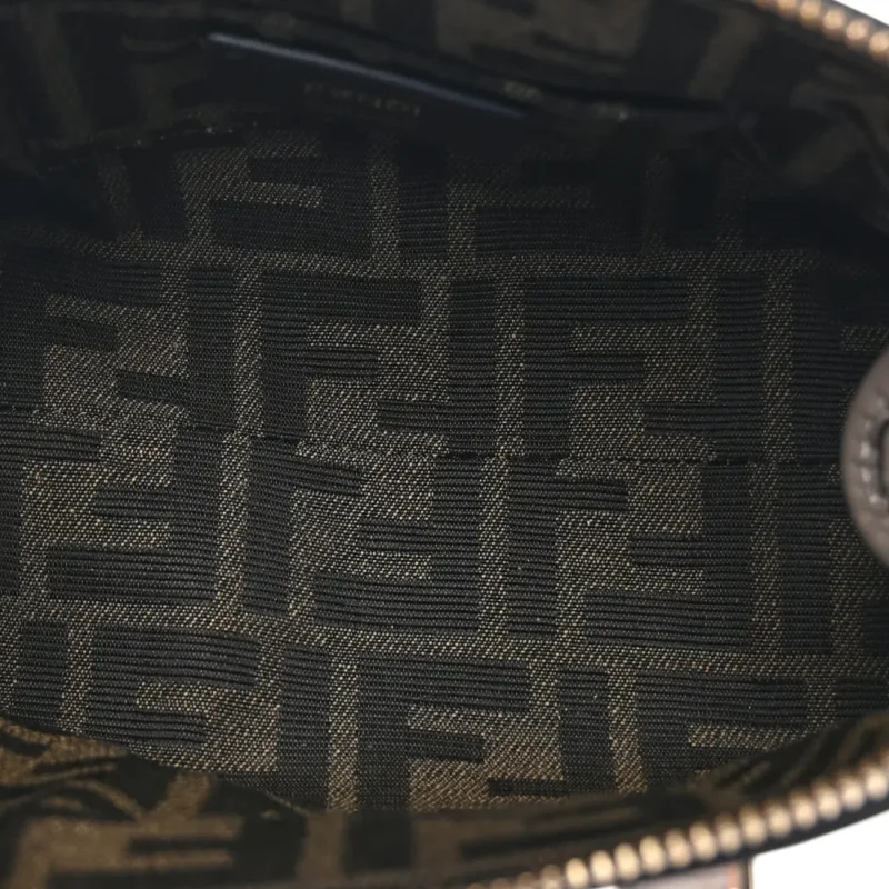 FENDI MINI LOGO EMBOSSED BY THE WAY TOP HANDLE BOSTON BAG DARK GREY KING VITELLO LEATHER & PLEXIGLASS GOLD HARDWARE - Image 8