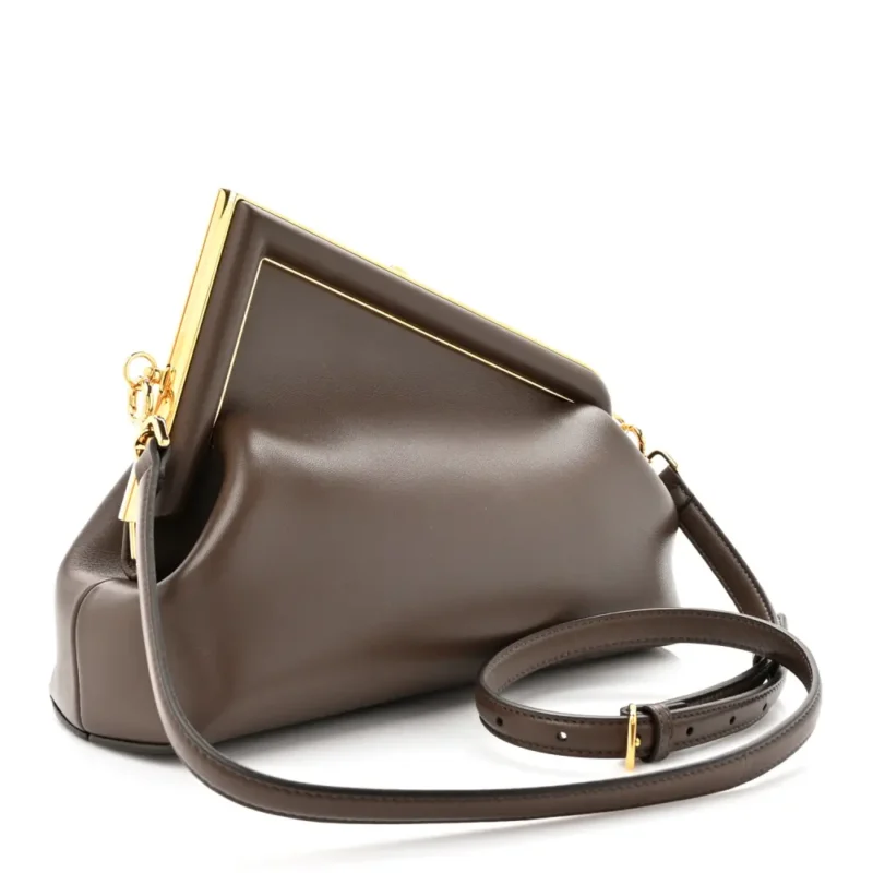 FENDI MIDI FENDI FIRST DARK COFFEE SHINY NAPPA LEATHER GOLD HARDWARE - Image 3