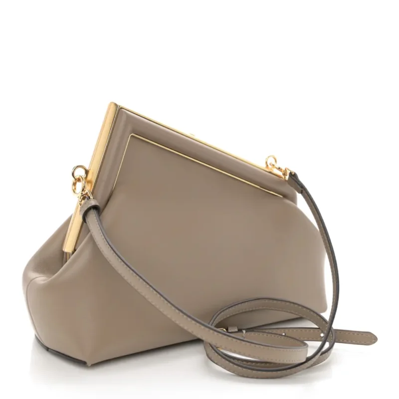FENDI SMALL FENDI FIRST DOVE GREY SHINY NAPPA LEATHER GOLD HARDWARE - Image 3
