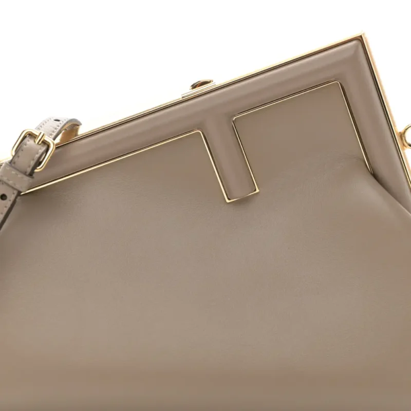 FENDI SMALL FENDI FIRST DOVE GREY SHINY NAPPA LEATHER GOLD HARDWARE - Image 9