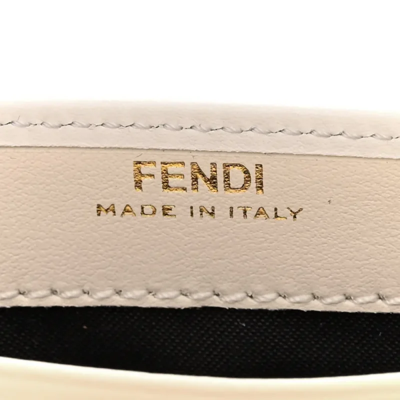 FENDI METAL FENDI ROMA LOGO CHAIN CONTINENTAL WALLET WHITE KYOTO VITELLO LEATHER GOLD HARDWARE - Image 3