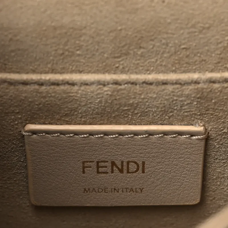 FENDI SMALL FF 1974 EMBOSSED KAN U SHOULDER BAG MAYA/BLACK BI-COLOR LIBERTY VITELLO LEATHER GOLD HARDWARE - Image 2