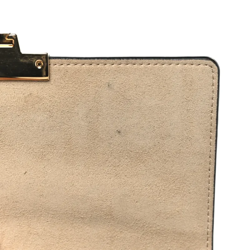 FENDI SMALL FF 1974 EMBOSSED KAN U SHOULDER BAG MAYA/BLACK BI-COLOR LIBERTY VITELLO LEATHER GOLD HARDWARE - Image 10