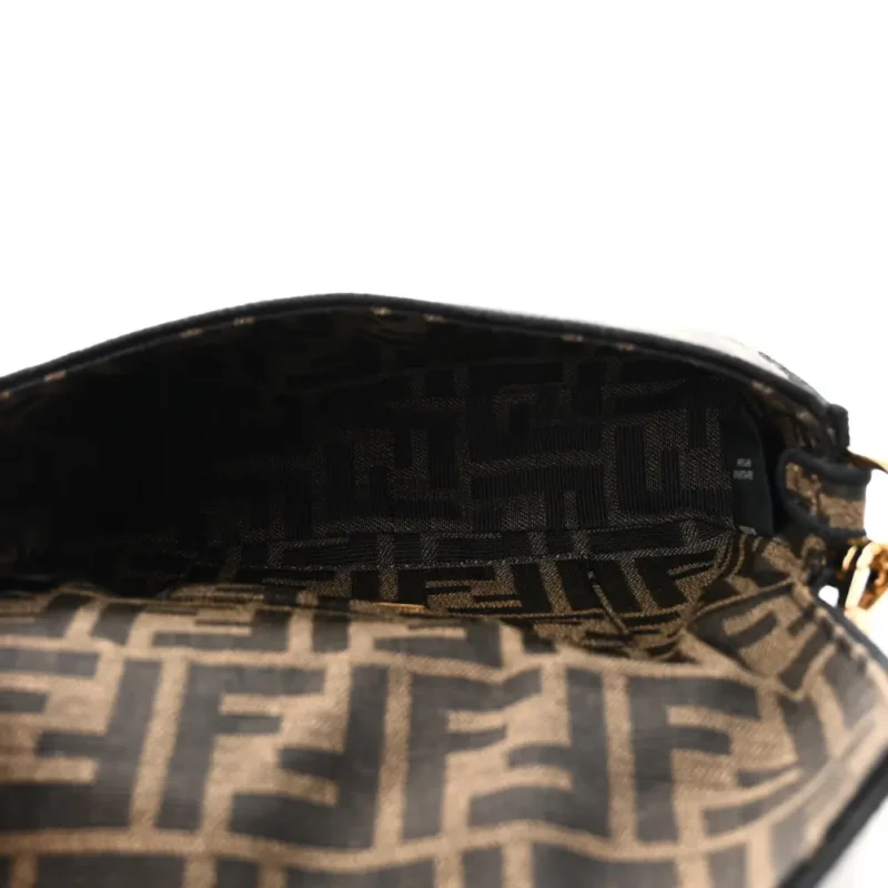 FENDI MINI FF 1974 BAGUETTE TOBACCO/MORO/BLACK JACQUARD FABRIC GOLD HARDWARE - Image 7