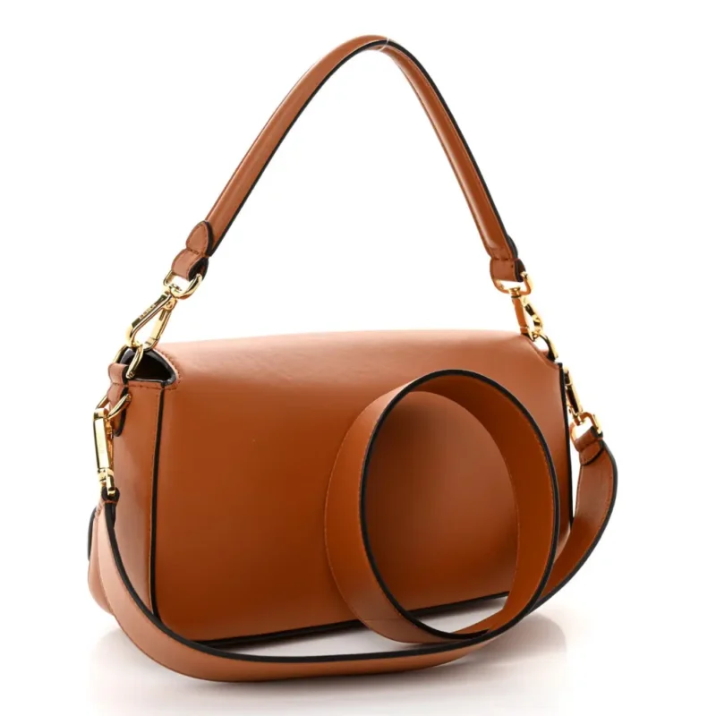 FENDI SMALL BAGUETTE BRANDY SHINY NAPPA LEATHER GOLD HARDWARE - Image 3