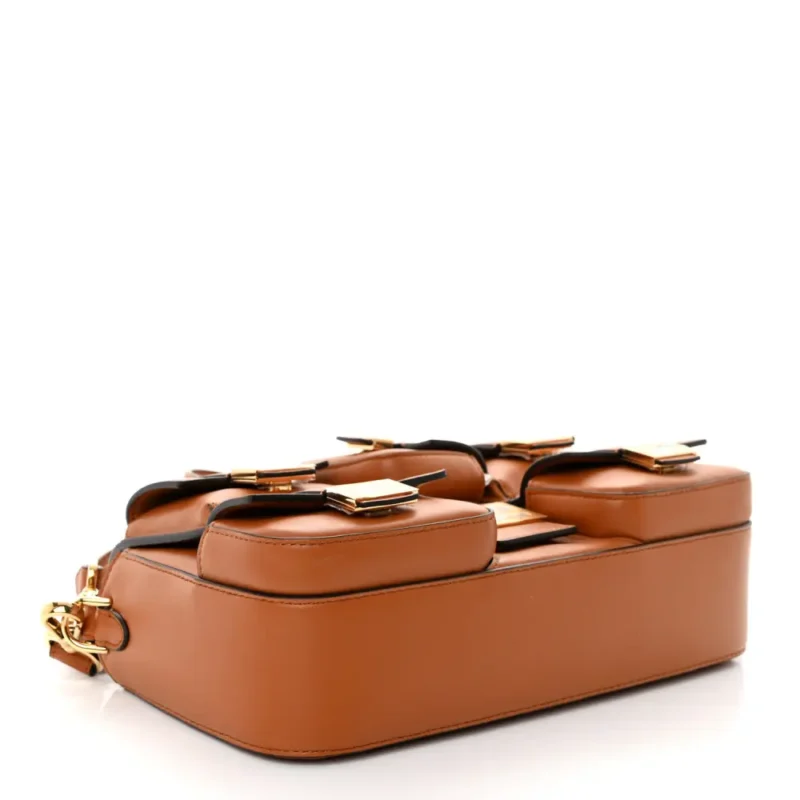 FENDI SMALL BAGUETTE BRANDY SHINY NAPPA LEATHER GOLD HARDWARE - Image 6