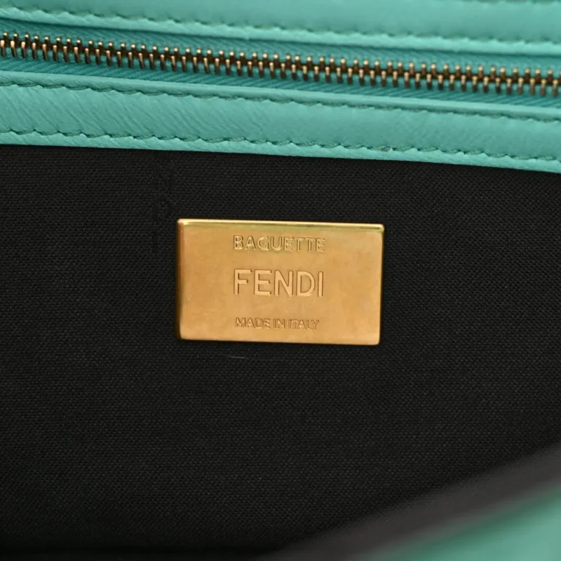 FENDI PETITE PEEKABOO I SEE U SATCHEL FENDI (F X T) NAPPA LEATHER FF 1974 EMBOSSED TIFFANY GOLD HARDWARE - Image 2