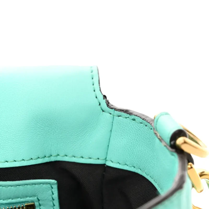 FENDI PETITE PEEKABOO I SEE U SATCHEL FENDI (F X T) NAPPA LEATHER FF 1974 EMBOSSED TIFFANY GOLD HARDWARE - Image 8
