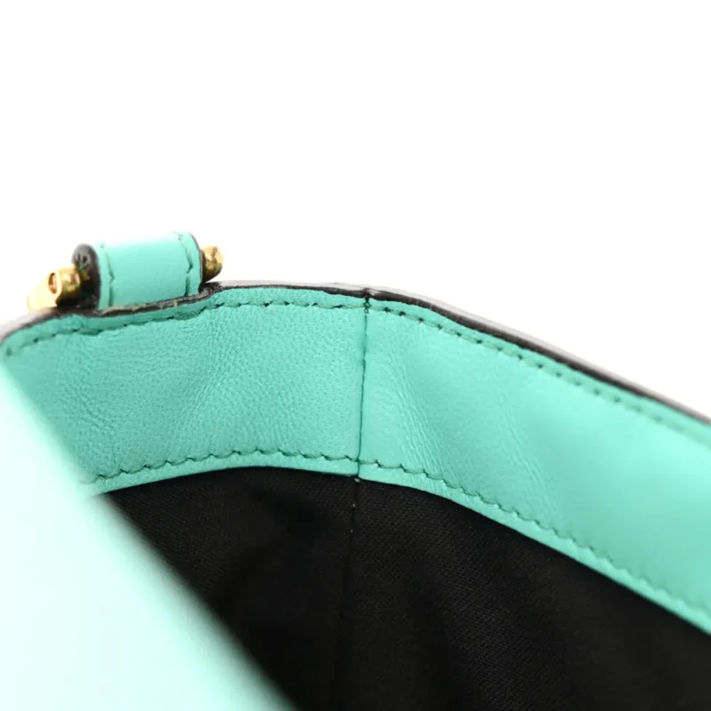 FENDI PETITE PEEKABOO I SEE U SATCHEL FENDI (F X T) NAPPA LEATHER FF 1974 EMBOSSED TIFFANY GOLD HARDWARE - Image 9