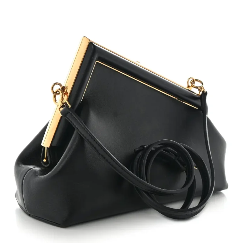 FENDI SMALL FENDI FIRST BLACK SHINY NAPPA LEATHER GOLD HARDWARE - Image 3