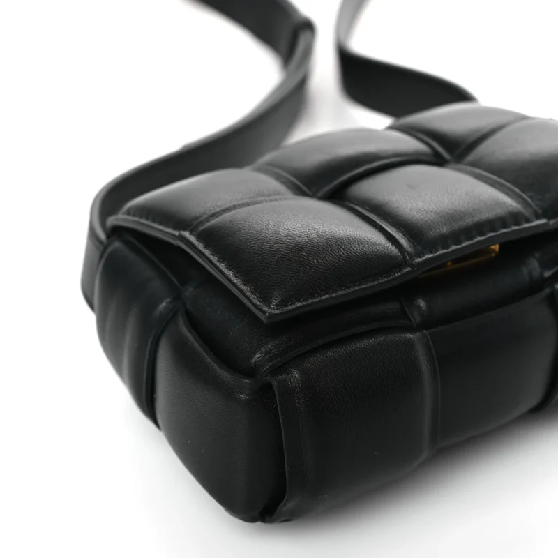 BOTTEGA VENETA MAXI INTRECCIO PADDED MINI CANDY CASSETTE CROSSBODY BAG BLACK LAMBSKIN LEATHER - Image 4
