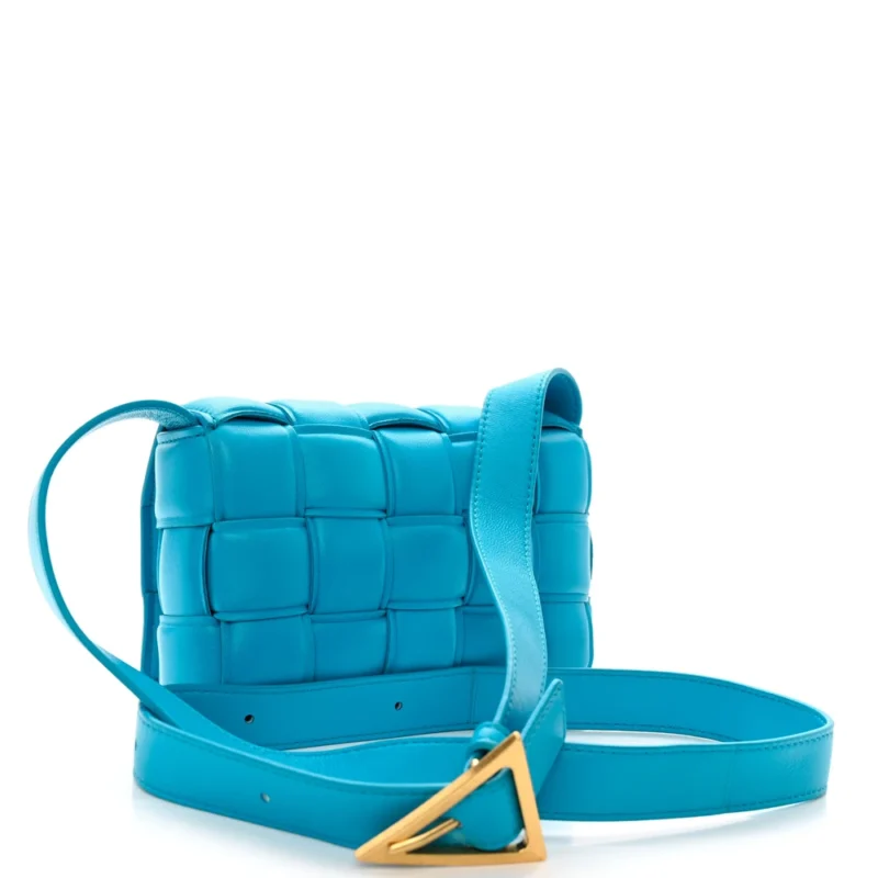 BOTTEGA VENETA SMALL MAXI INTRECCIO PADDED CASSETTE CROSSBODY BAG POOL NAPPA LEATHER BRASS HARDWARE - Image 3