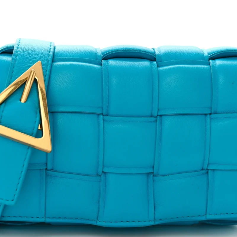 BOTTEGA VENETA SMALL MAXI INTRECCIO PADDED CASSETTE CROSSBODY BAG POOL NAPPA LEATHER BRASS HARDWARE - Image 8