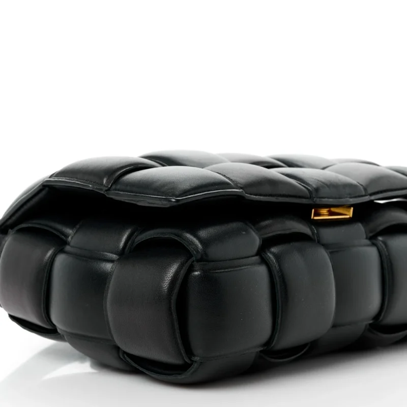 BOTTEGA VENETA MAXI INTRECCIO PADDED CASSETTE CROSSBODY BAG BLACK NAPPA LEATHER GOLD HARDWARE - Image 4