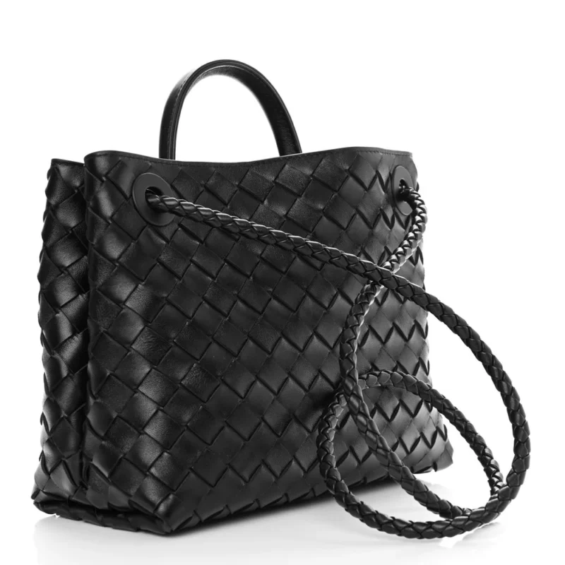 BOTTEGA VENETA SMALL INTRECCIATO ANDIAMO SHOULDER BAG BLACK NAPPA LEATHER GOLD HARDWARE - Image 3