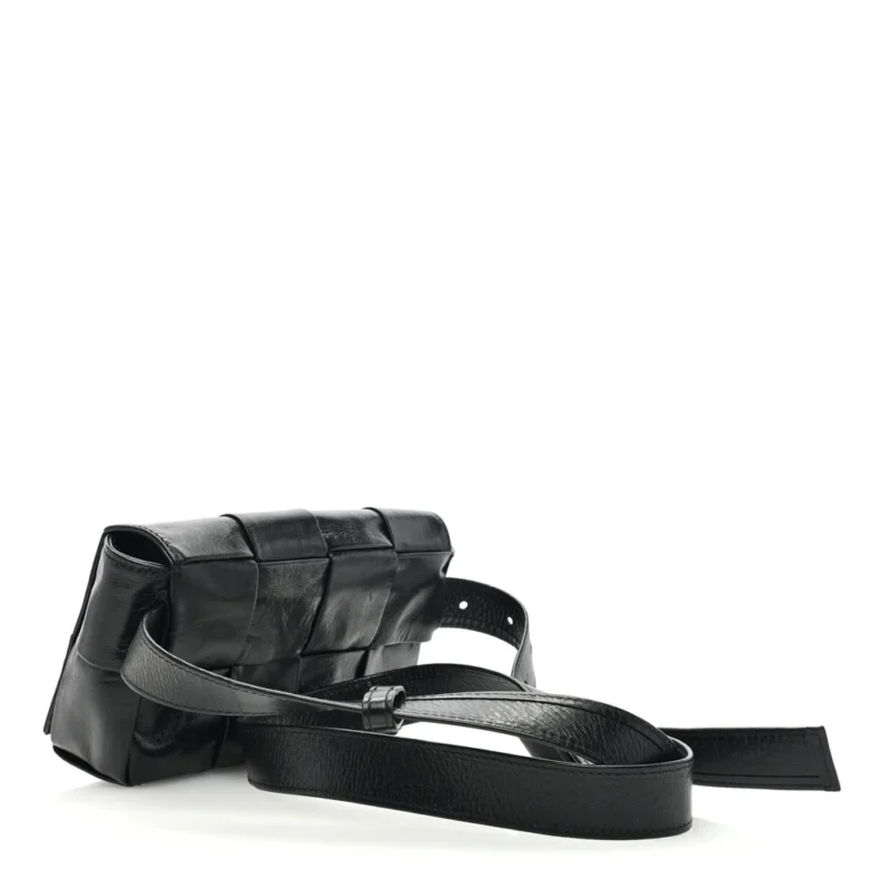 BOTTEGA VENETA SMALL INTRECCIO CASSETTE BELT BAG BLACK PAPER CALFSKIN LEATHER - Image 3