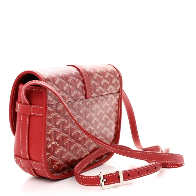 GOYARD BELVEDERE II PM MESSENGER BAG RED GOYARDINE CANVAS SILVER HARDWARE - Image 3