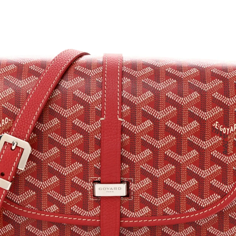GOYARD BELVEDERE II PM MESSENGER BAG RED GOYARDINE CANVAS SILVER HARDWARE - Image 8