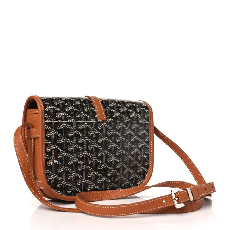 GOYARD BELVEDERE II PM MESSENGER BAG BLACK/GOLD GOYARDINE CANVAS SILVER HARDWARE - Image 3