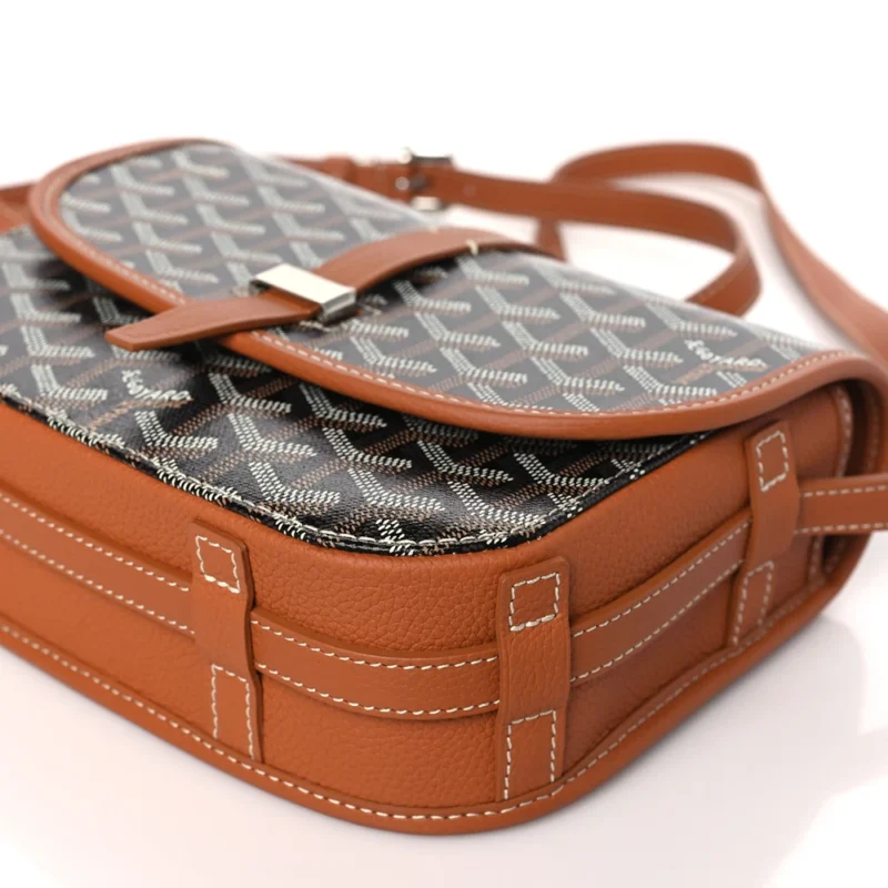 GOYARD BELVEDERE II PM MESSENGER BAG BLACK/GOLD GOYARDINE CANVAS SILVER HARDWARE - Image 5