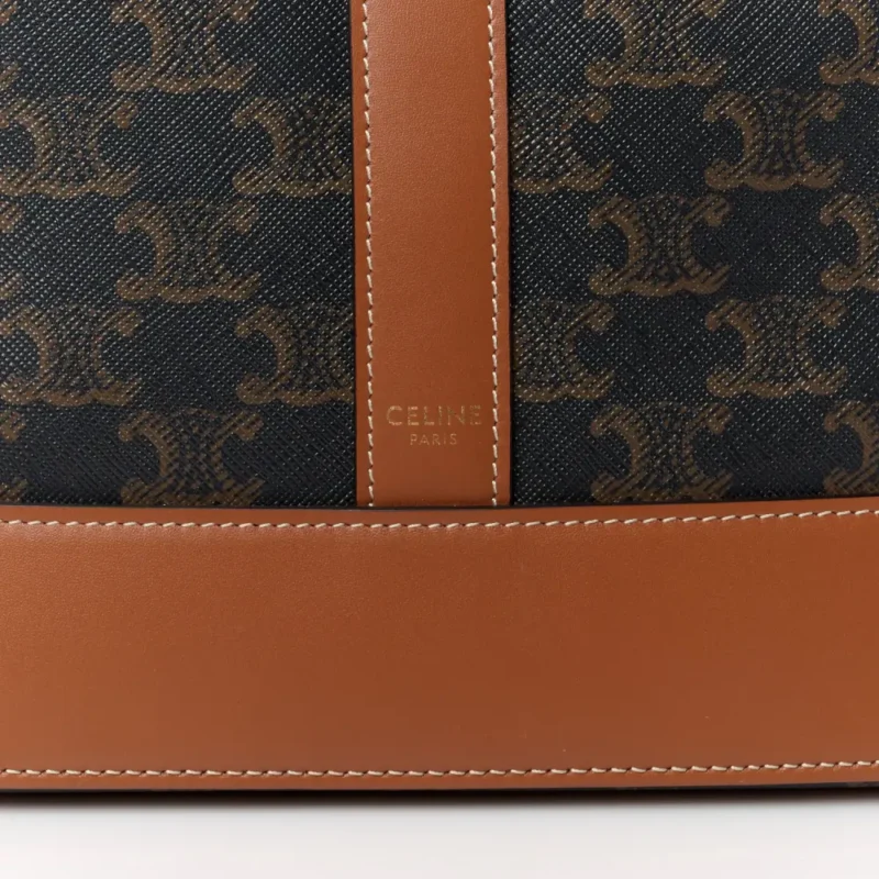 CELINE MEDIUM BUCKET BAG TAN TRIOMPHE CANVAS & CALFSKIN LEATHER - Image 2
